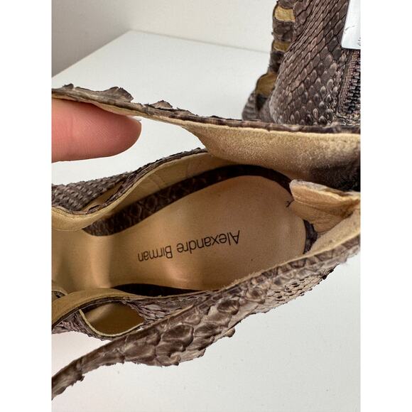 Alexandre Birman Women Pumps 9 Brown Python Skin Peep Toe Back Zip Stiletto Heel - Picture 6 of 7